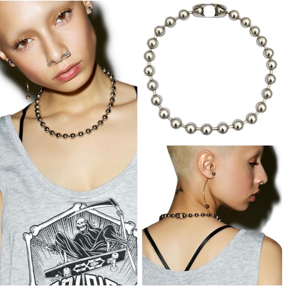 Dolls Kill Jewelry Dolls Kill Silver Ball Chain Choker Necklace